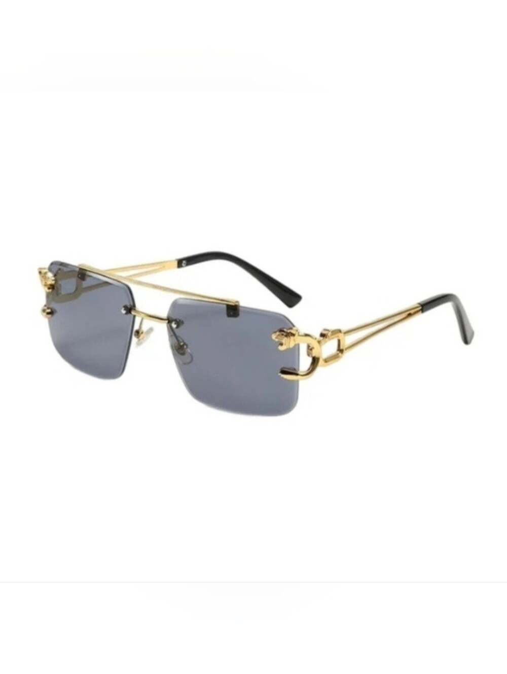 Gold Frame Gray Lens Rimless Sunglasses